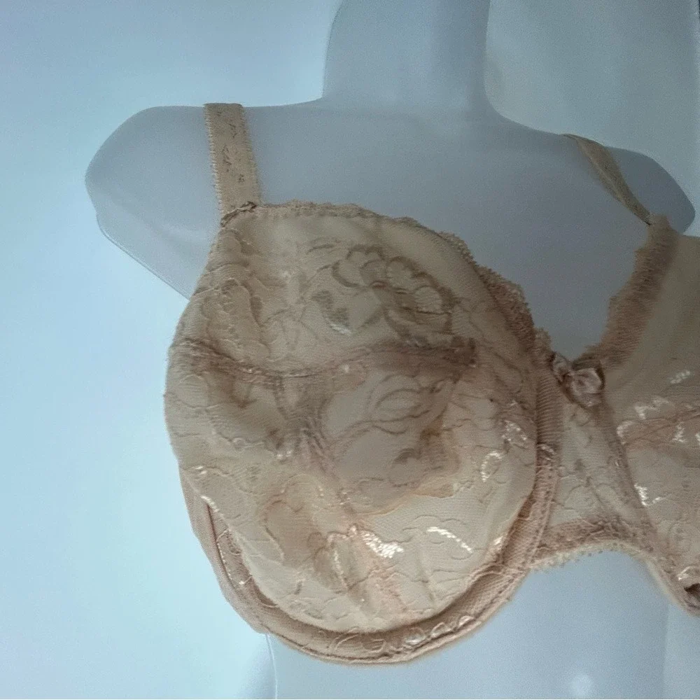 Goddess‎ Beige Tan Wire Lace Unlined Bra 40DD